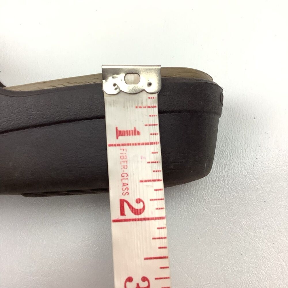 Crocs Sanrah Brown Gold Circle Accent Flip Flop Thong Sandals Women 9 Low Wedge - Picture 9 of 14